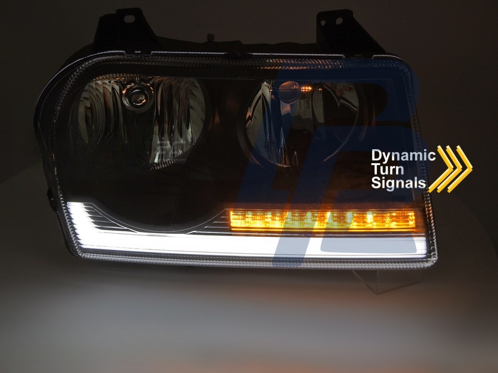Headlights for Chrysler 300 2005–2008 Tube Light Black - 5