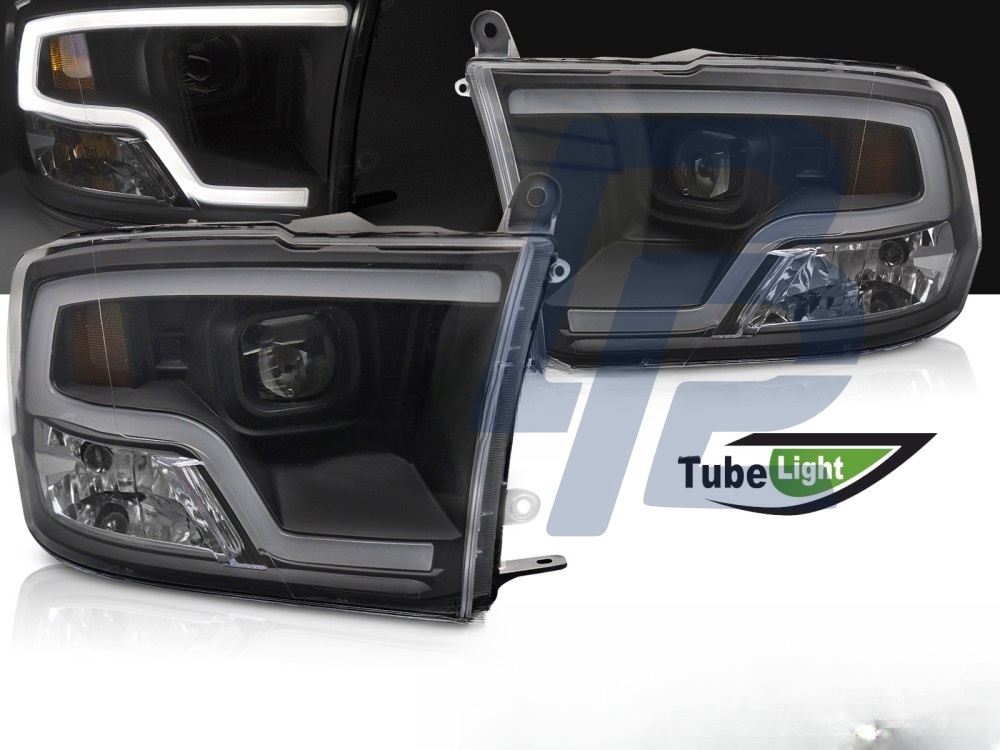 Headlights for Dodge Ram 2009–2018 Tube Light Black Projector - 3