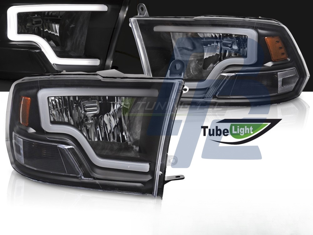 Headlights for Dodge Ram 2009–2018 Tube Light Black - 4