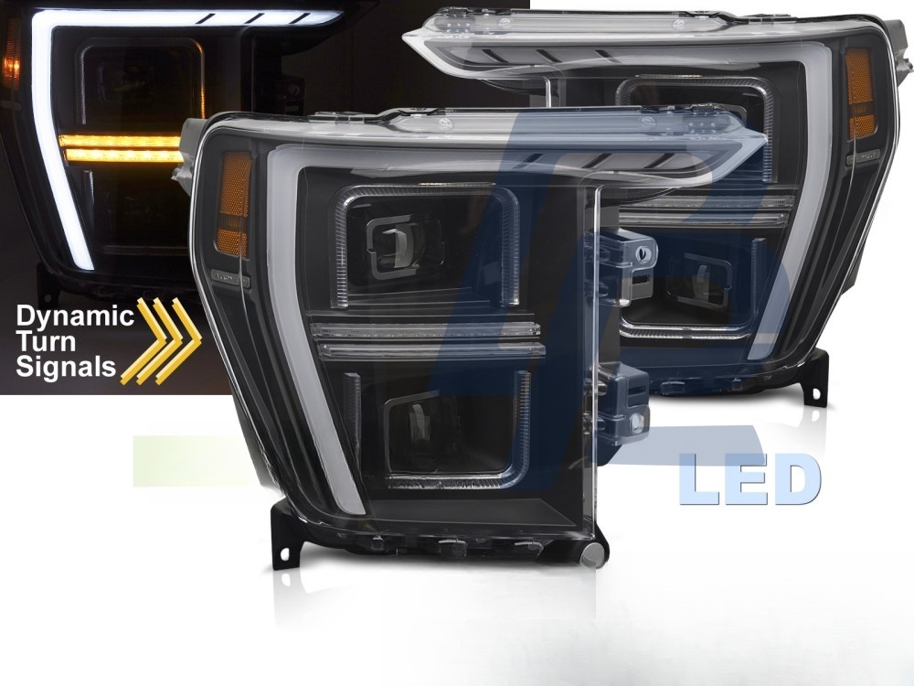 LED Tube Light Headlights Black for Ford F150 MK14 2020–2023 - 2