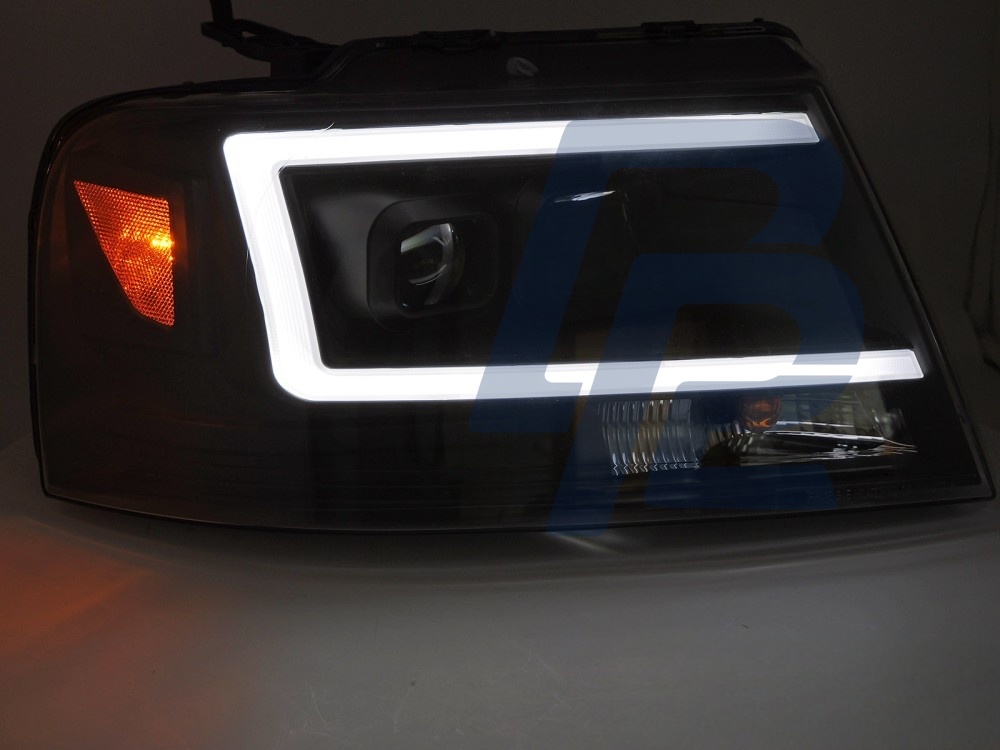 Headlights for Ford F150 Mk 11 2004–2008 Tube LED Black - 3