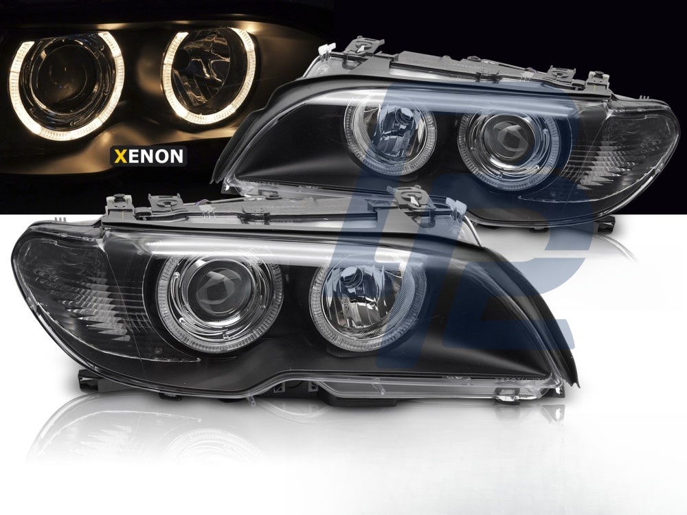 Xenon Angel Eyes Headlights Black for BMW E46 2003–2006 Coupe Convertible - 4