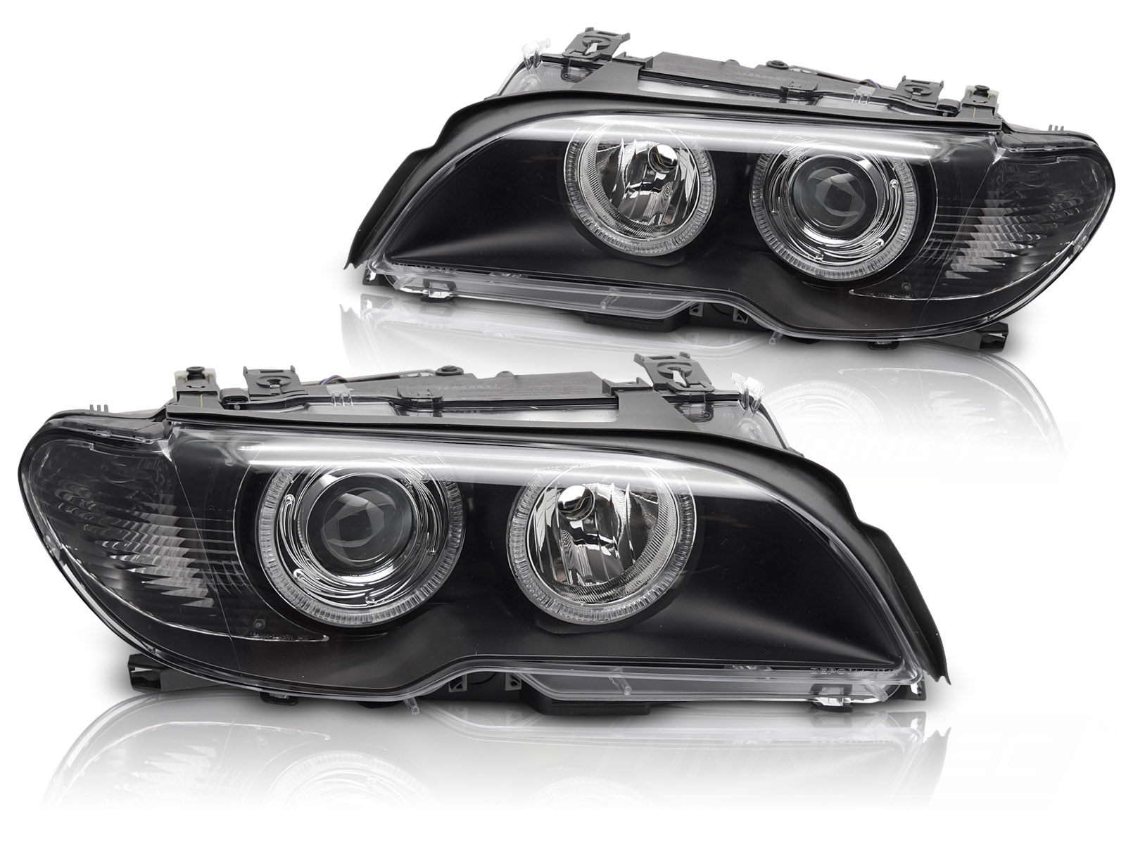 Xenon Angel Eyes Headlights Black for BMW E46 2003–2006 Coupe Convertible