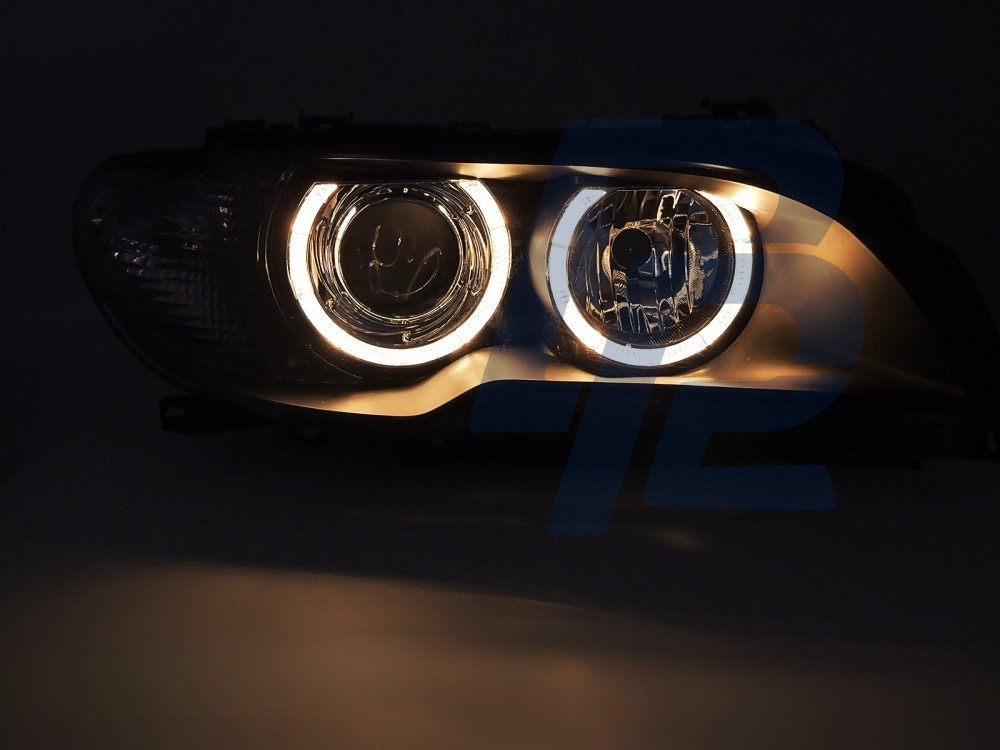 Xenon Angel Eyes Headlights Black for BMW E46 2003–2006 Coupe Convertible - 2