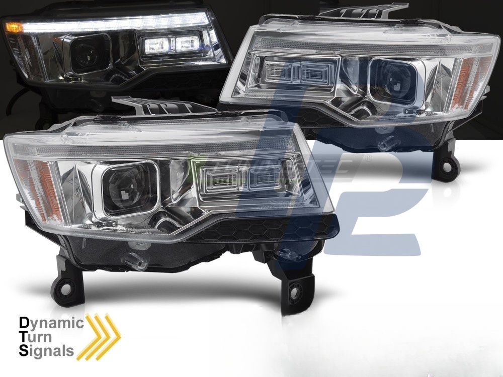 Headlights for Jeep Grand Cherokee 2014–2021 Chrome Tube Light Sequential - 3
