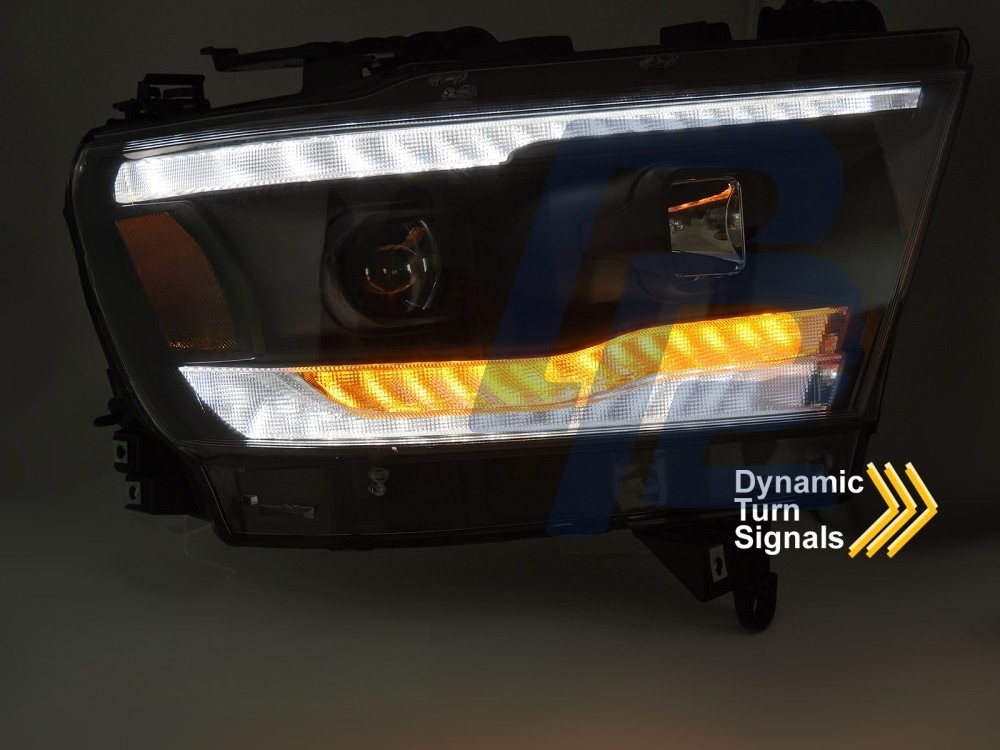 Headlights for Dodge Ram 2019–2022 Black Tube Sequential - 4