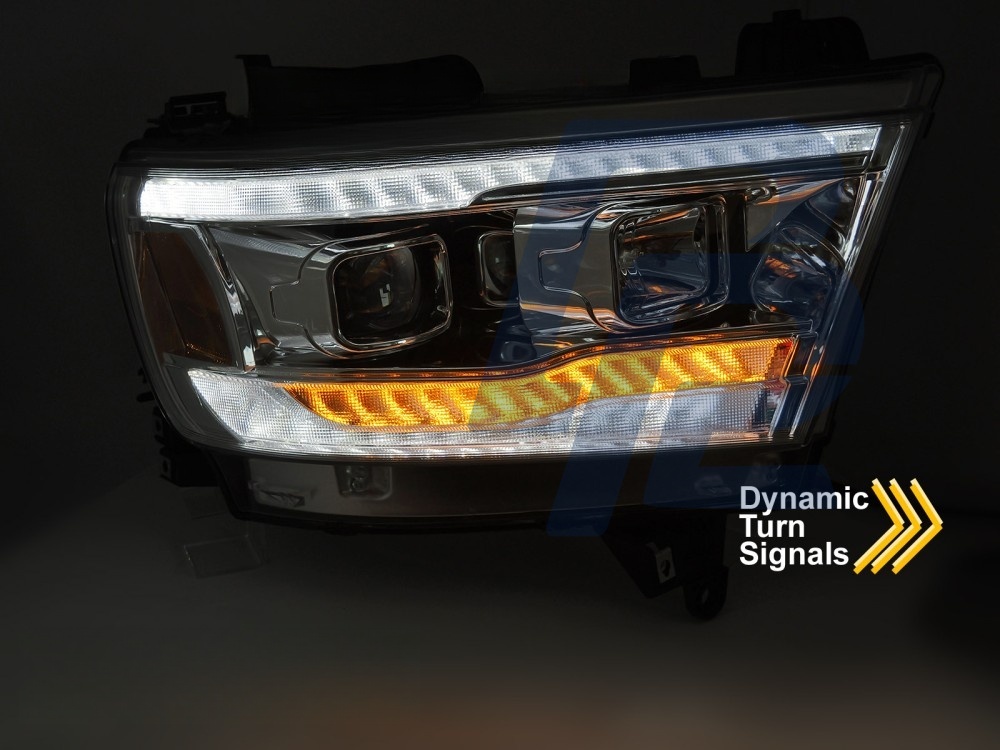 Headlights for Dodge Ram 2019–2022 Chrome Tube Sequential - 3