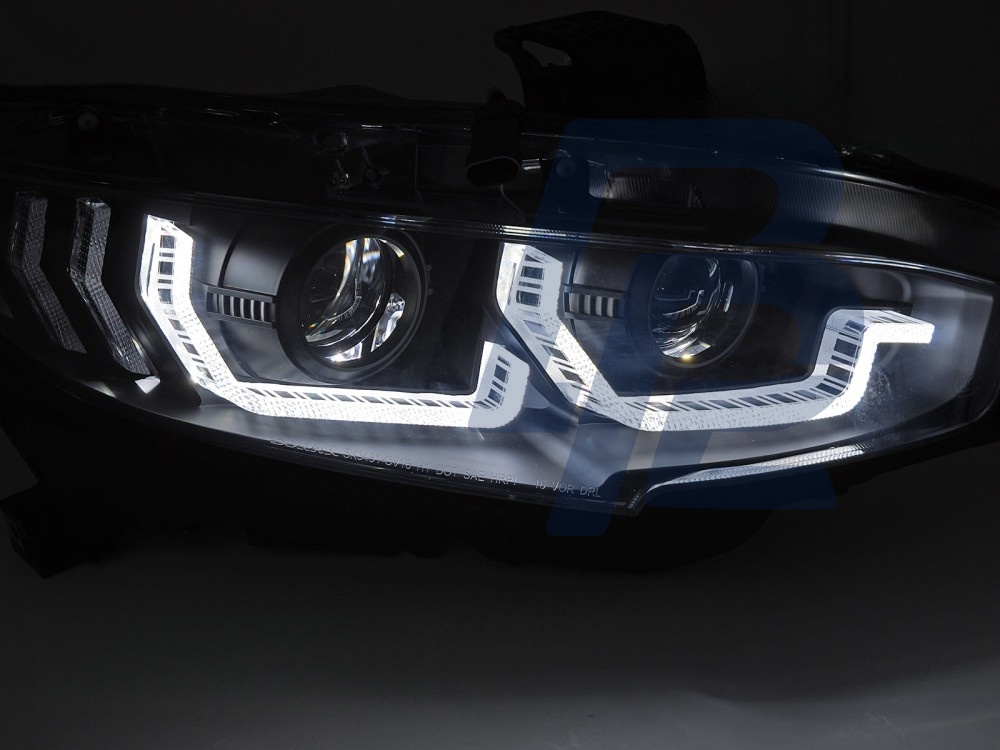 Headlights Black DRL Sequential for Honda Civic X 2016–2021 - 5