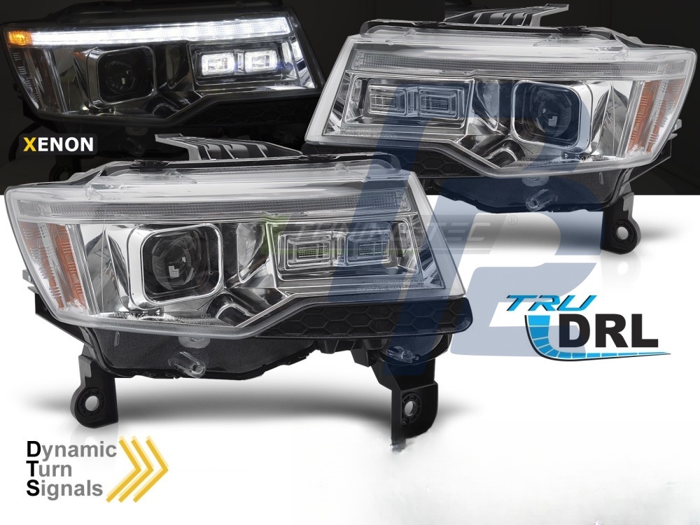 Headlights for Jeep Grand Cherokee 14-21 Chrome Tube Light Sequential HID - 4