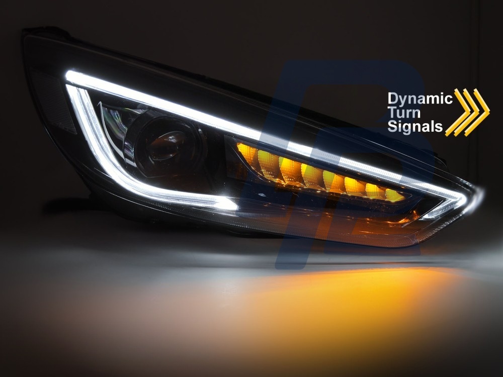 Headlights for Ford Focus MK3 2014–2018 Black LED DRL - 5