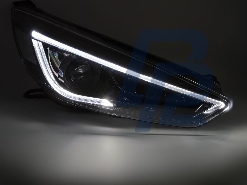 Headlights for Ford Focus MK3 2014–2018 Black LED DRL - 2