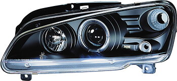 PEUGEOT 106 4/96+ BLACK 1-PIECE ANGELEY HEADLIGHTS