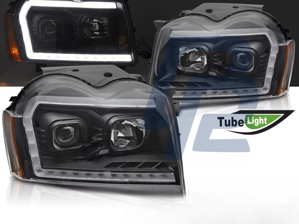Headlights for Jeep Grand Cherokee 2005–2008 Tube Light Black - 2