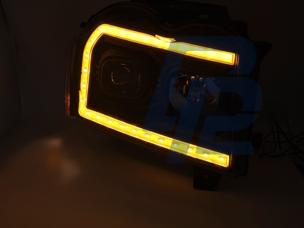 Headlights for Jeep Grand Cherokee 2005–2008 Tube Light Black - 4
