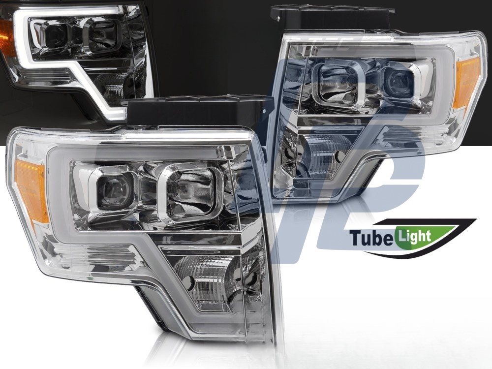 Headlights for Ford F150 MK12 2008–2014 Tube Light Chrome - 3