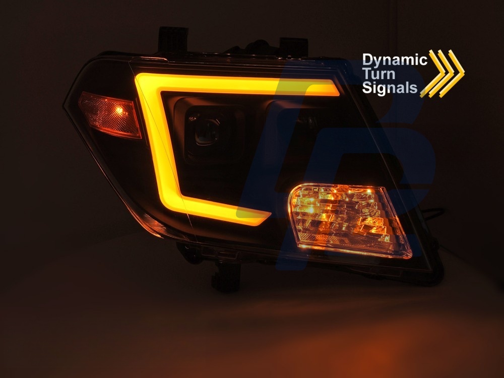 Headlights for Nissan Frontier 2010–2014 Tube Lights Black - 3