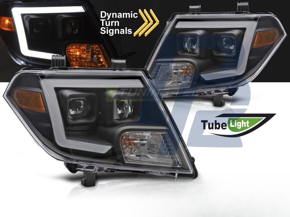 Headlights for Nissan Frontier 2010–2014 Tube Lights Black - 5