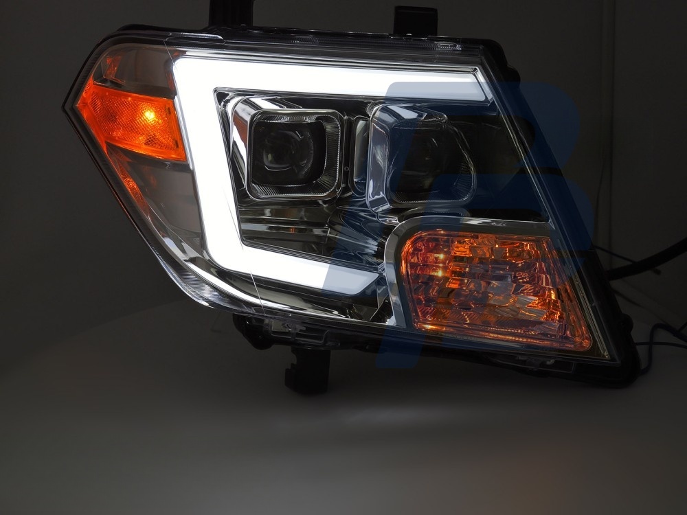 Headlights for Nissan Frontier 2010–2014 Tube Lights Chrome - 2