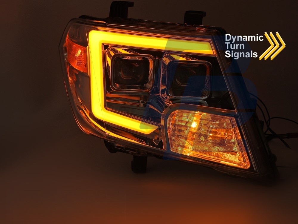 Headlights for Nissan Frontier 2010–2014 Tube Lights Chrome - 4