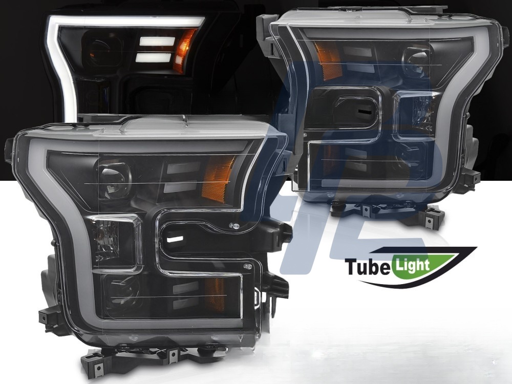 Headlights Tube Light Black for Ford F150 MK13 2014–2017 - 3