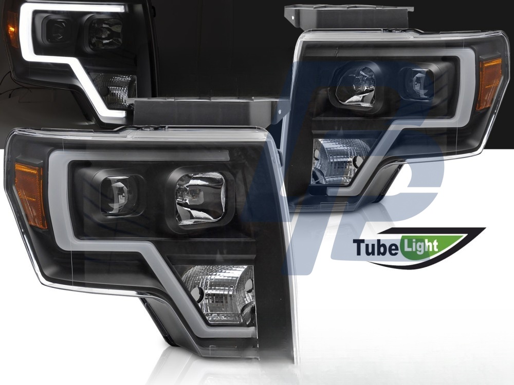Headlights for Ford F150 MK12 2008–2014 Tube Light Black - 2