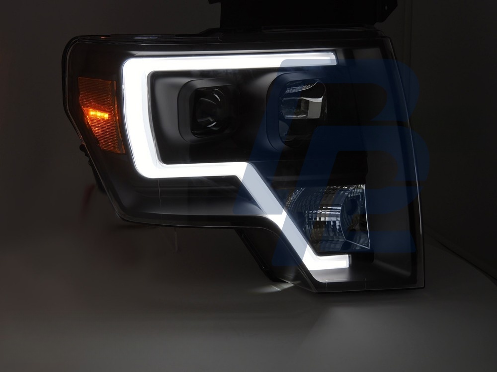 Headlights for Ford F150 MK12 2008–2014 Tube Light Black - 3