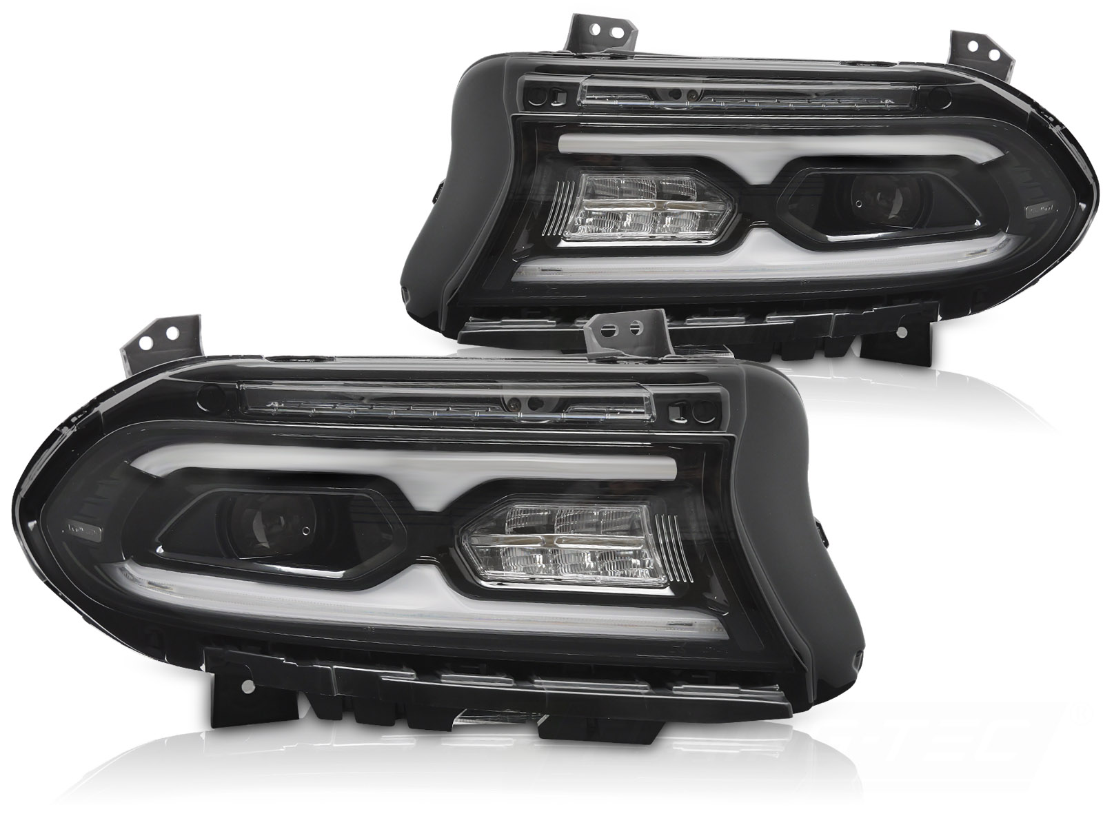 FULL-LED-STRÅLKASTARE SVART TILL DODGE CHARGER 2014-2023