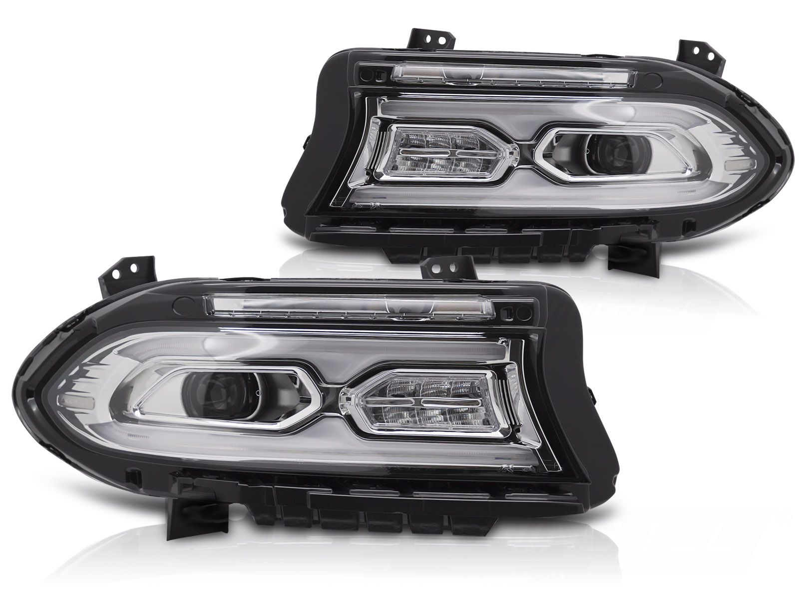 FULL-LED-STRÅLKASTARE KROM TILL DODGE CHARGER 2014-2023