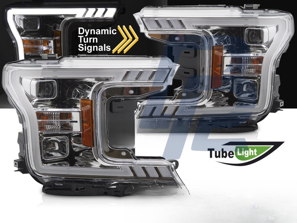 Headlights Tube Light Chrome for Ford F150 MK13 2017–2020 - 3