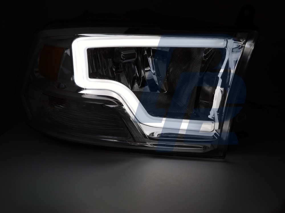 Headlights for Dodge Ram 2009–2018 Tube Light Chrome - 2
