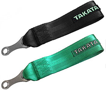 TAKATA TOW STRAP GREEN BOLT-ON 7/16 HARDWARE LENGTH 17CM