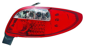 PEUGEOT 206 3/5D RED/CLEAR LED TAILLIGHTS