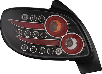 PEUGEOT 206 3/5D 98+ BLACK LED TAILLIGHTS