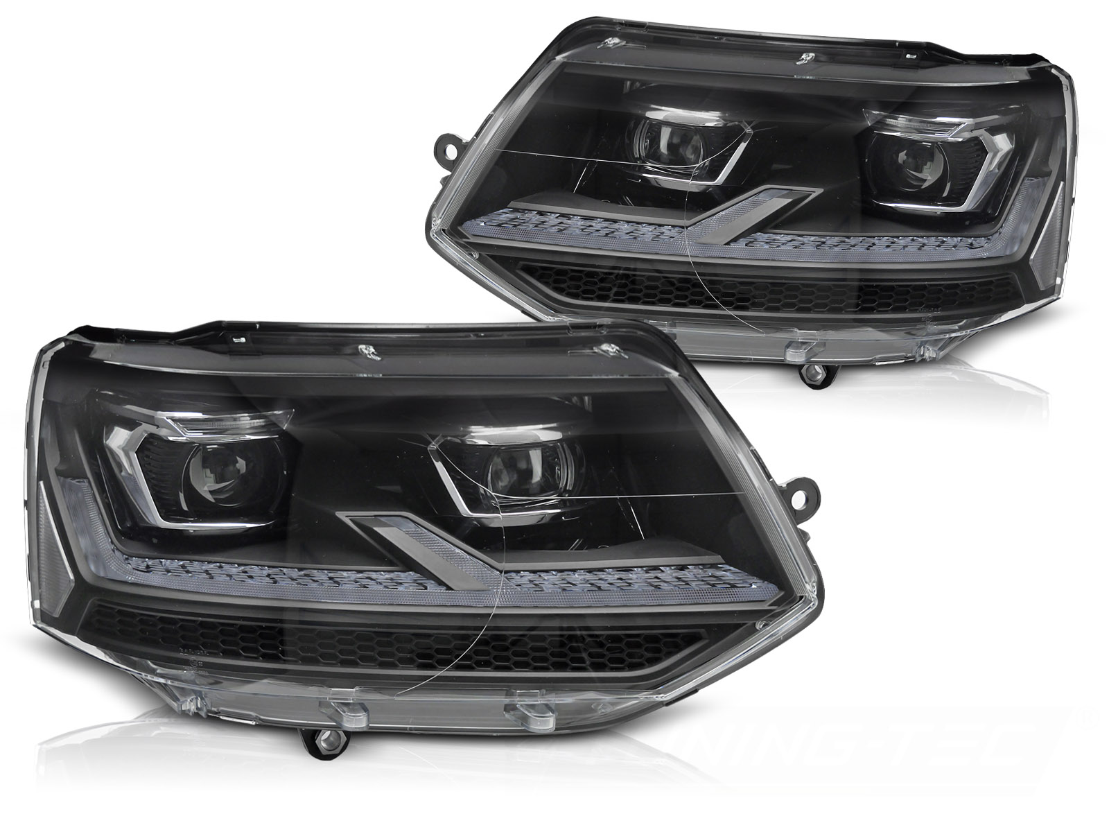 STRÅLKASTARE FULL LED KROM DRL TILL VW T5.1 2010-2015