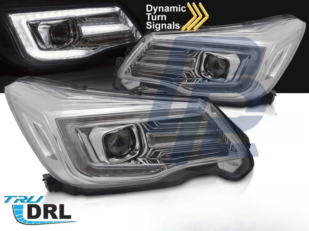 Tube Light Headlights with DRL Chrome for Subaru Forester IV 2013–2018 - 2
