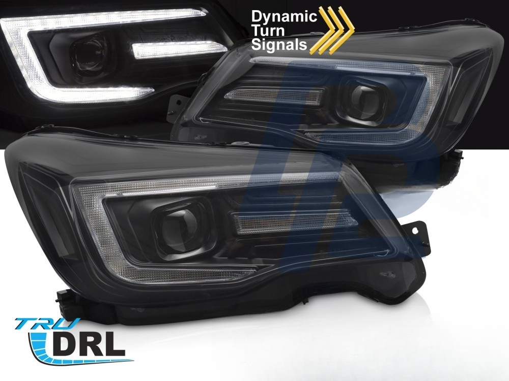 Tube Light Headlights with DRL Black for Subaru Forester IV 2013–2018 - 2