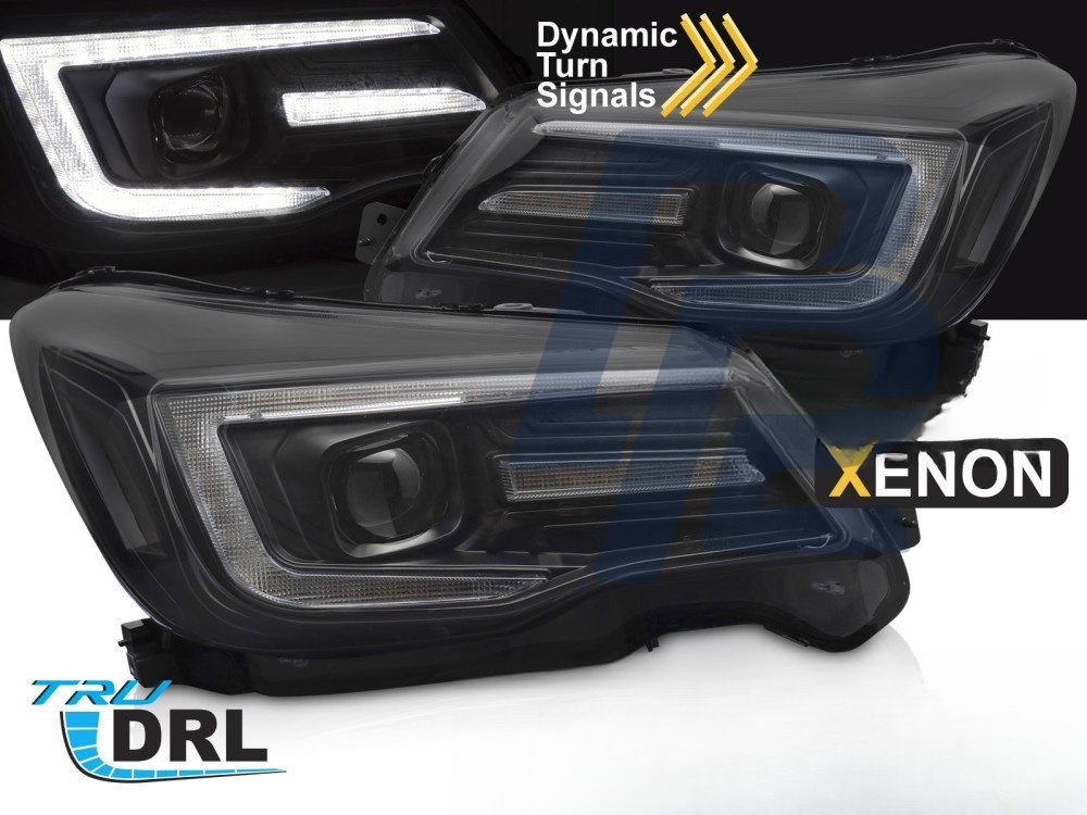 Xenon Tube Light Headlights with DRL Black for Subaru Forester IV 2013–2018 - 2