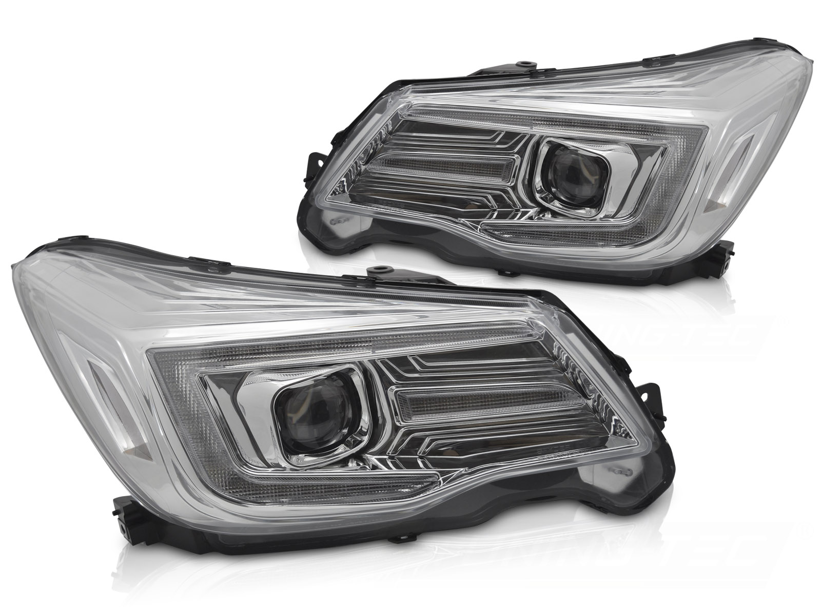 XENONSTRÅLKASTARE TUBE LIGHT DRL KROM TILL SUBARU FORESTER IV 2013-2018