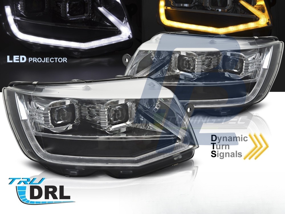 LED Tube Light Headlights Chrome DRL Sequential for VW T6 2015–2019 - 4