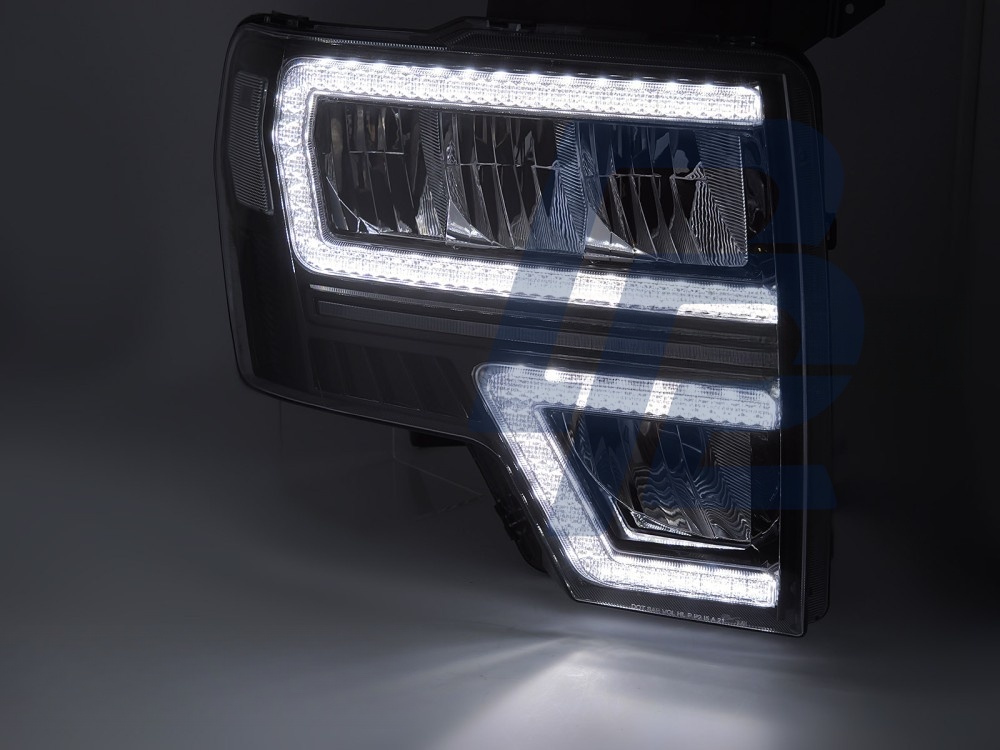 Headlights for Ford F150 MK12 2008–2014 LED DRL Sequential Black - 3