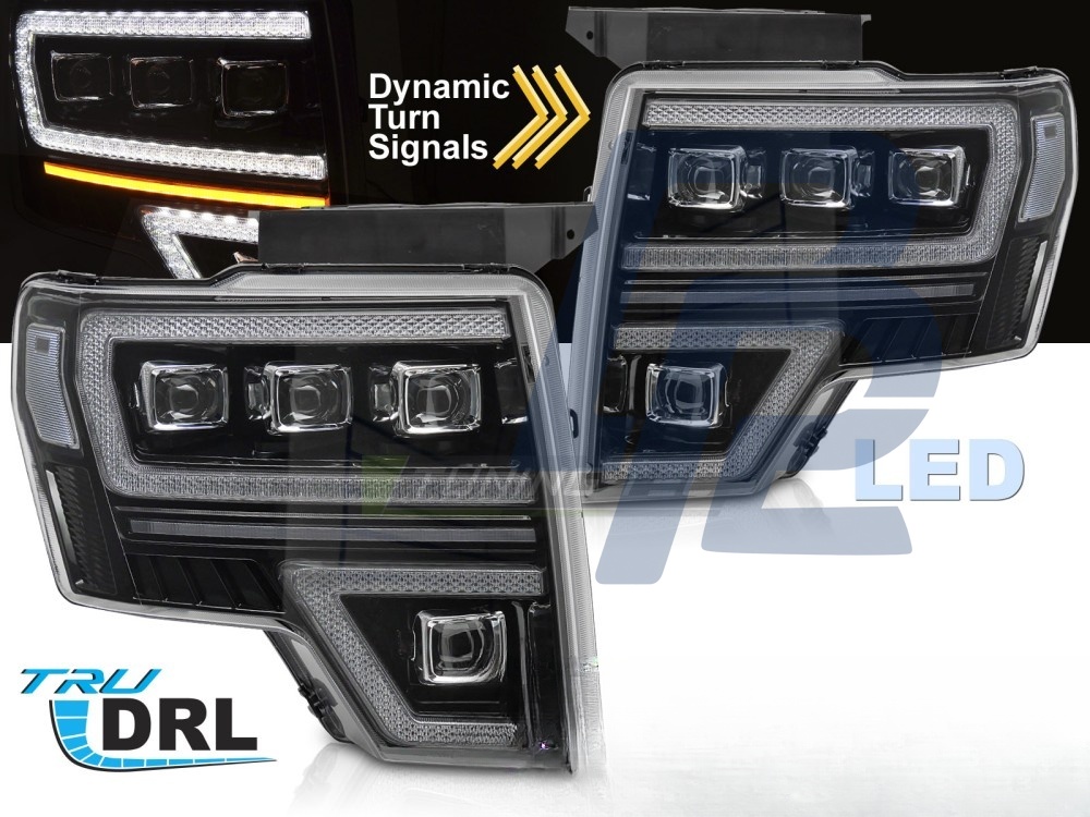 Headlights for Ford F150 MK12 2008–2014 Full LED Black DRL Sequential - 2