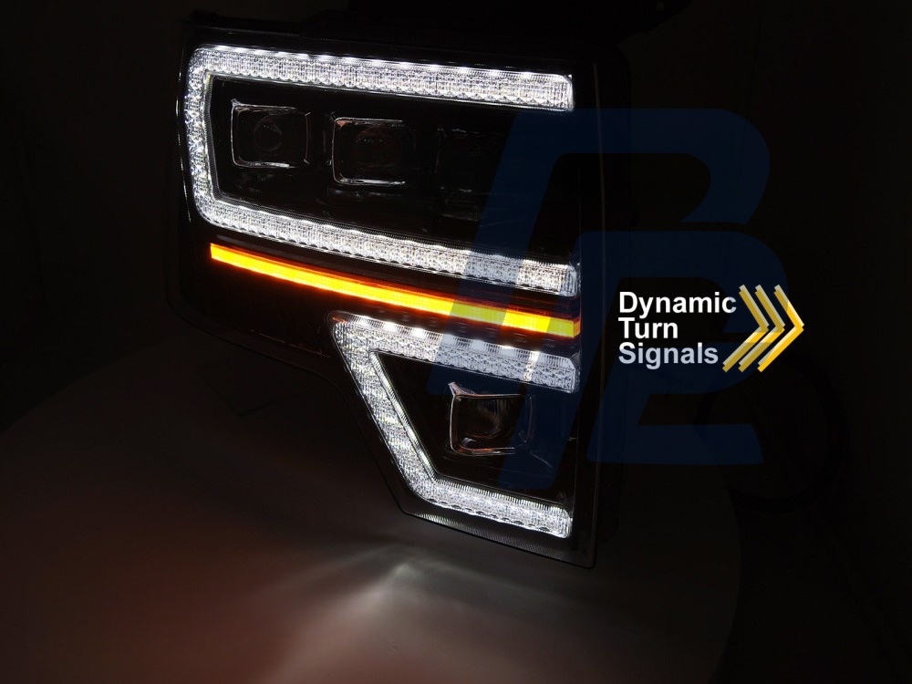 Headlights for Ford F150 MK12 2008–2014 Full LED Black DRL Sequential - 4