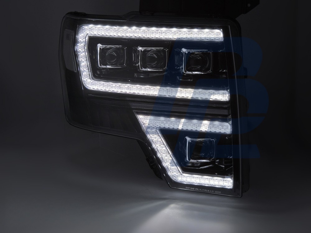 Headlights for Ford F150 MK12 2008–2014 Full LED Black DRL Sequential - 3