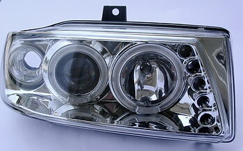 SEAT IBIZA 6K 93-96 CHROME 1-PIECE ANGELEYE HEADLIGHTS