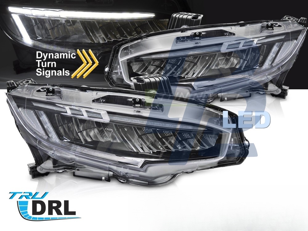 Full LED Headlights Black for Honda Civic X 2016–2021 - 2