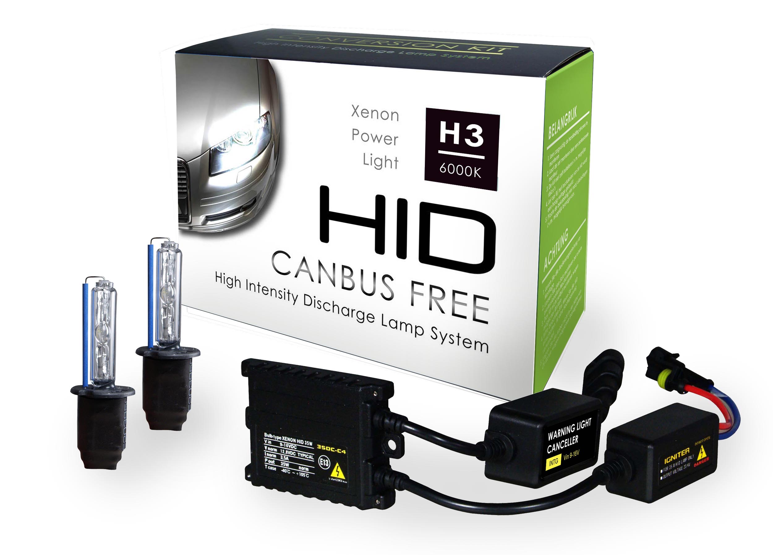 XENON/HID CONVERSION KIT 6000K H3 CAN-BUS + SLIM BALLAST