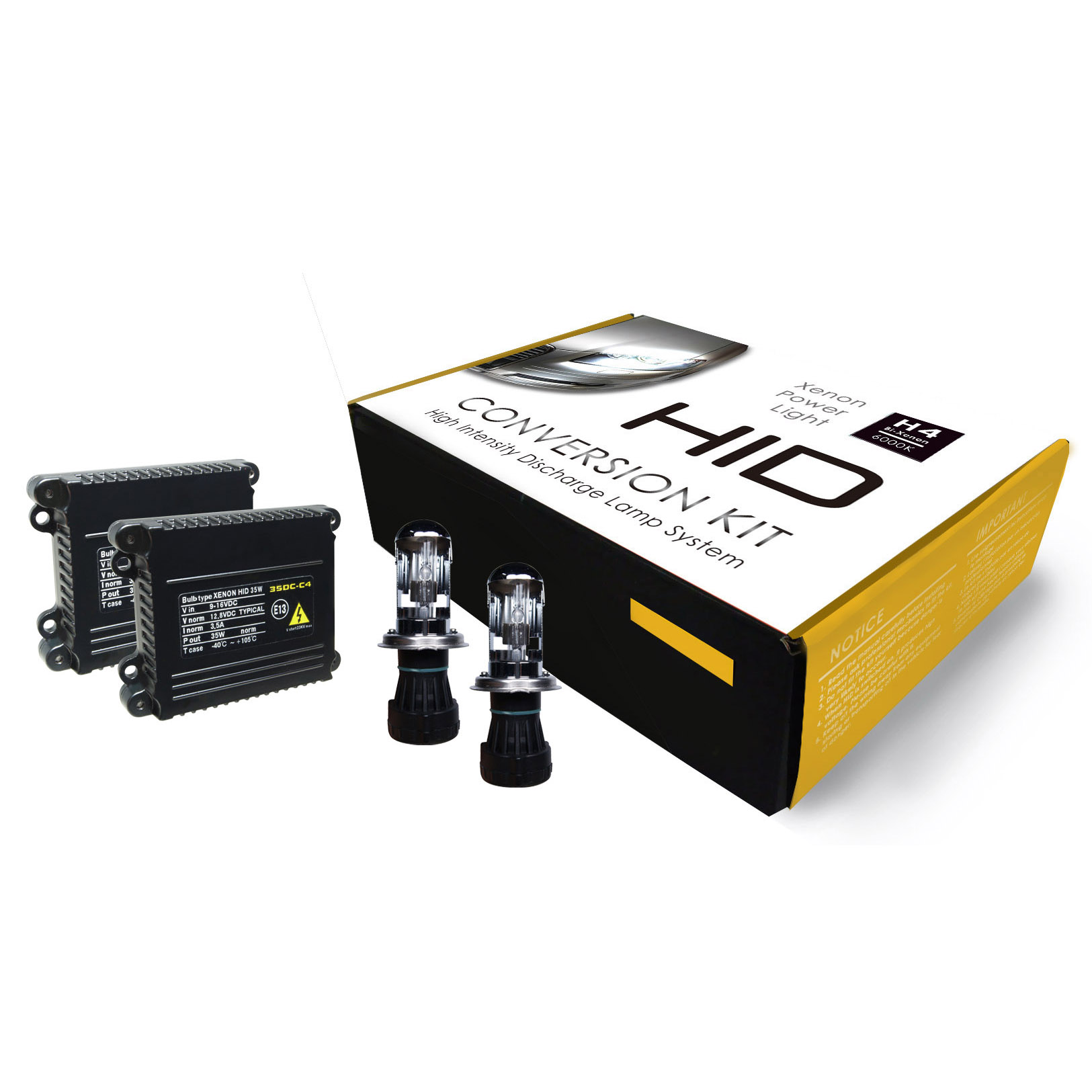 BI-XENON/HID CONVERSION KIT 6000K H4 BUDGET (NO CAN-BUS)