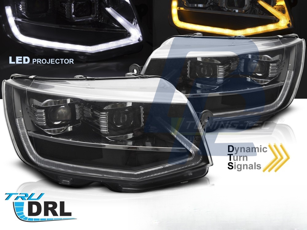 LED Tube Light Headlights Black DRL Sequential for VW T6 2015–2019 - 4