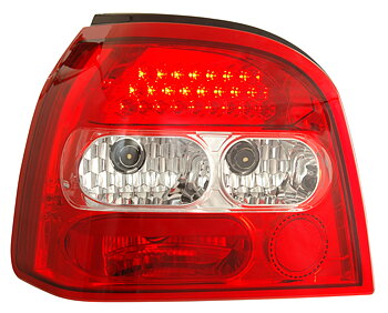 VW GOLF III 92-97 RED/CLEAR LED TAILLIGHTS V2