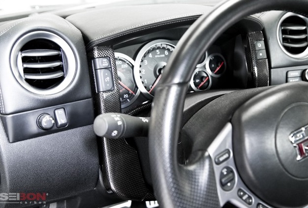 NISSAN GTR 09+ (4 PCS) SEIBON CARBON FIBER CENTER GAUGE BEZEL SET - 2